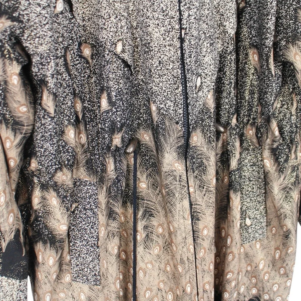 Vintage D'Lino Peacock Feather Print Zip Front Jacket Womens‎ One Size